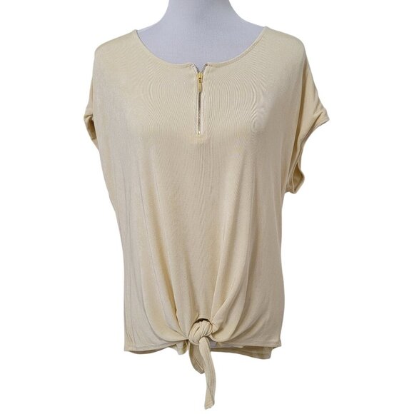 Chico's Travelers Size 2 (L/12) Pale Yellow Tie Front Top, Gently Used Condition - Picture 1 of 11